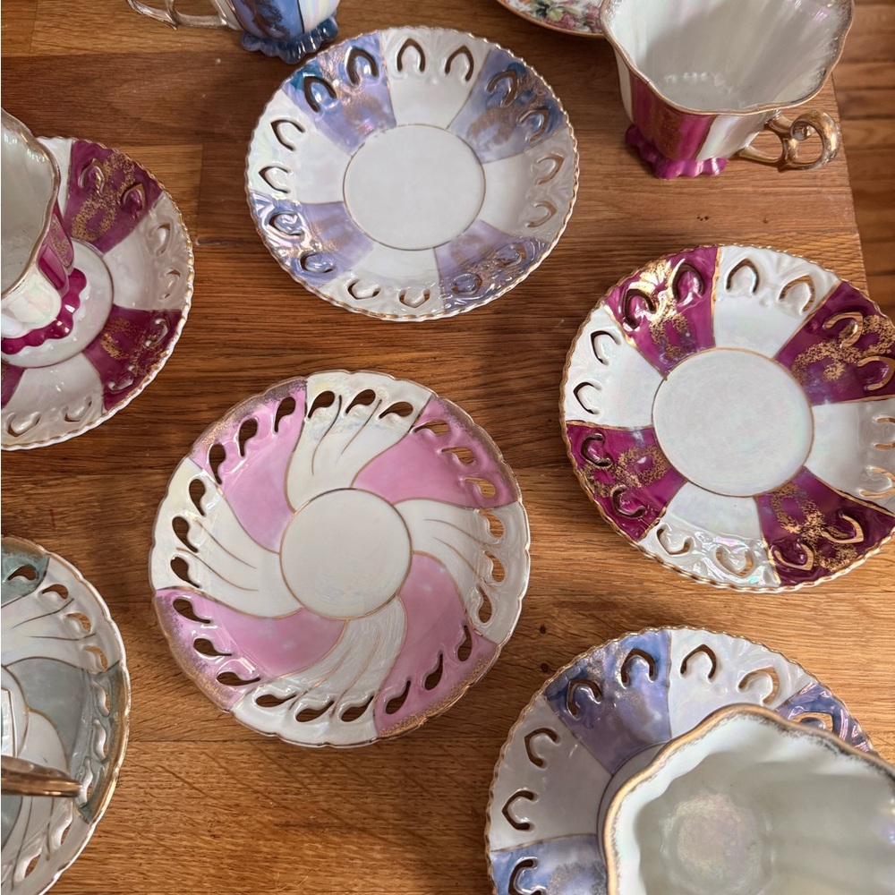 Marco Elegant Pink and Purple Teacup Set VTG